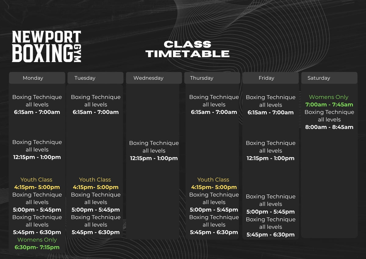 Timetable – Newport Boxing Gym